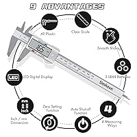 Vista 4 de Calibrador digital con pantalla LCD, 0 a 6 pulgadas, conversión de pulgadas/mm, función de apagado automático, muy adecuado para medir en el hogar