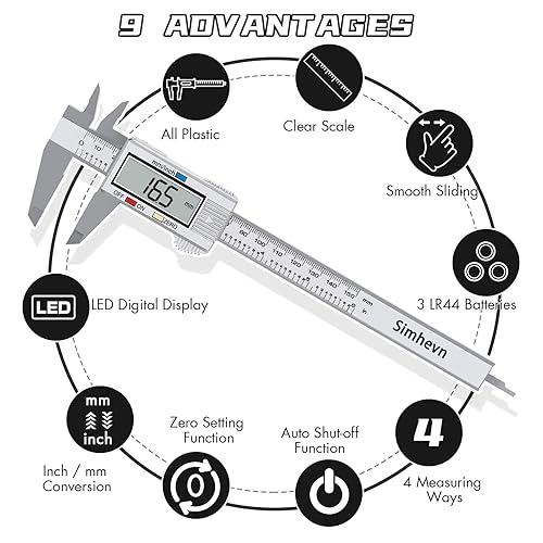 Miniatura 45 de Calibrador digital, conversión de pulgadas y milímetros, pantalla LCD, herramienta de medición de 0 a 6 pulgadas, apagado automático, calibrador