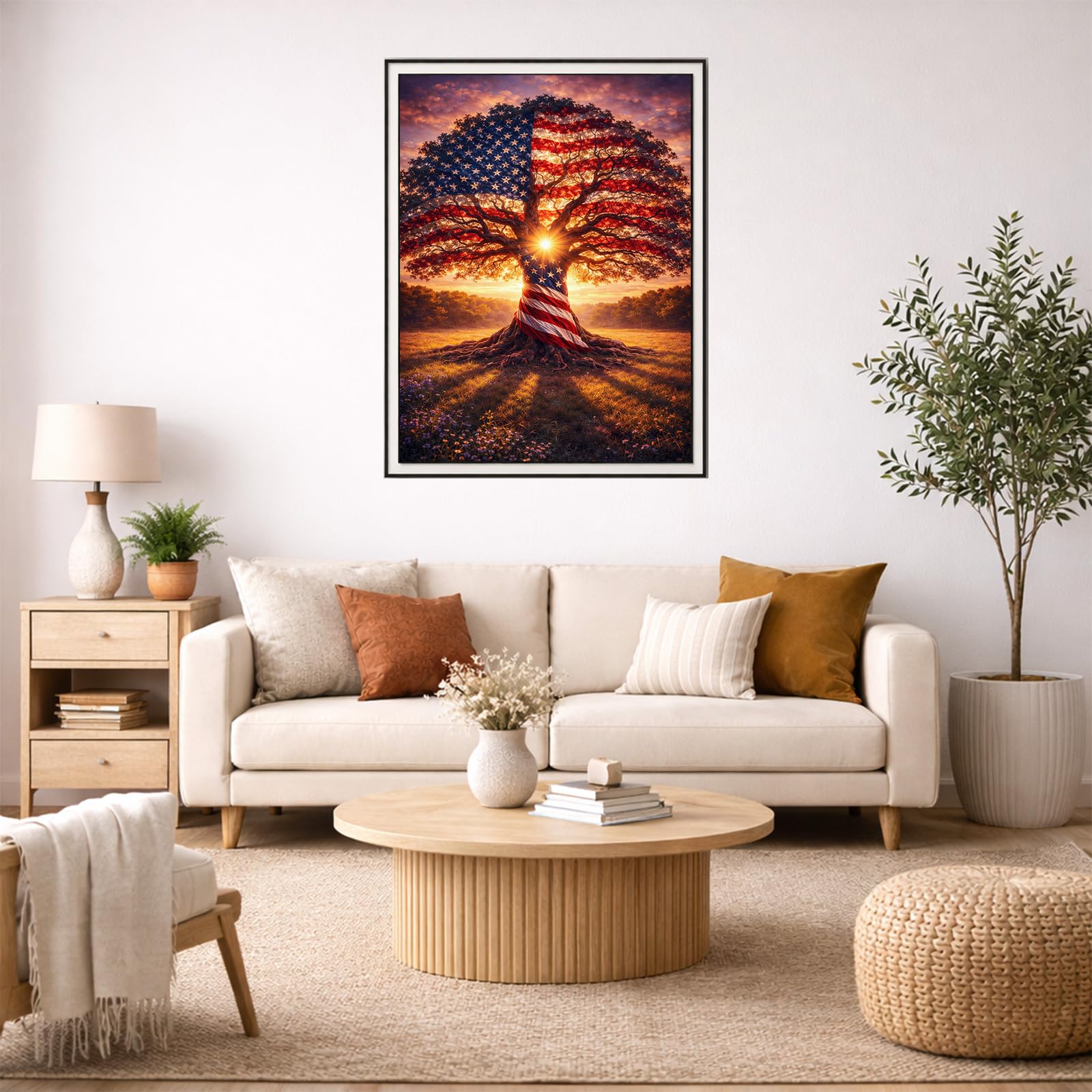 Diamond Painting Kit - American Flag Tree of Life -2