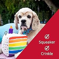 Vista 4 de Huxley & Kent para perros Pastel Funfetti (pequeño) Juguete de peluche de cumpleaños con chirriador