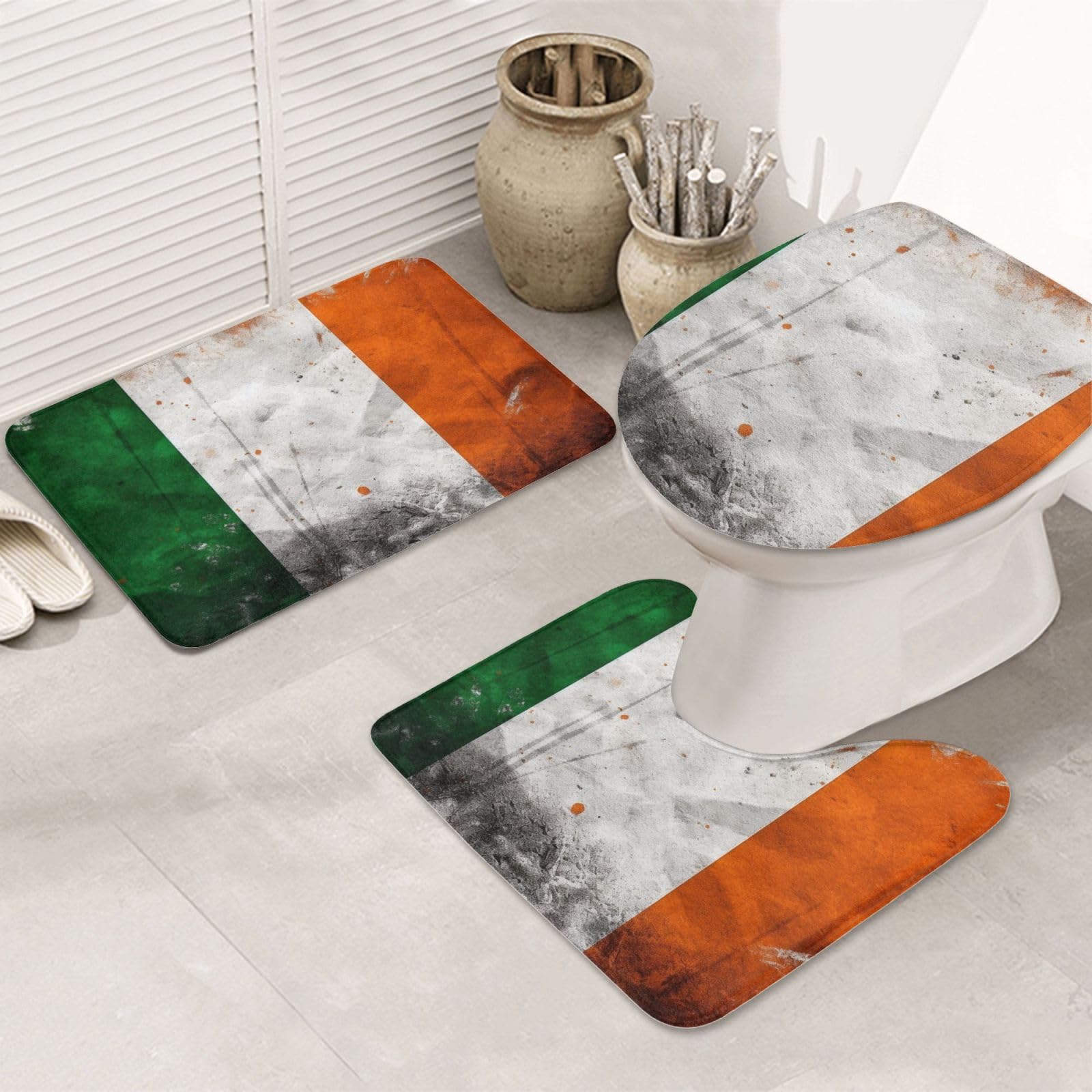 Tapis de bain en forme de U absorbant lot de 3 tapis de sol de salle de bain