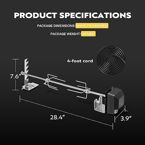 Miniatura 7 de VIVOHOME Kit de parrilla de asador de acero inoxidable 304 con motor de 120V 4W