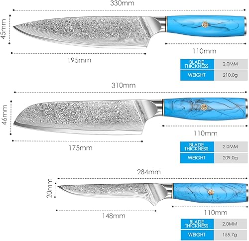 Miniatura 20 de Home Safety Cuchillo de chef japonés profesional de acero de Damasco de 8 pulgadas, cuchillo de cocina VG-10, cuchillos de chef de damasco, cuchillo