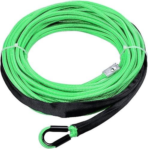 Miniatura 15 de Cuerda de cabrestante sintética amarilla de 50 pies x 1/4 + guía Hawse + tope de goma para ATV UTV SUV camión KFI Ramsey