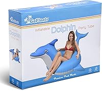Vista 7 de GoFloats Dolphin Pool Float Party Tube - Balsas inflables para adultos y niños