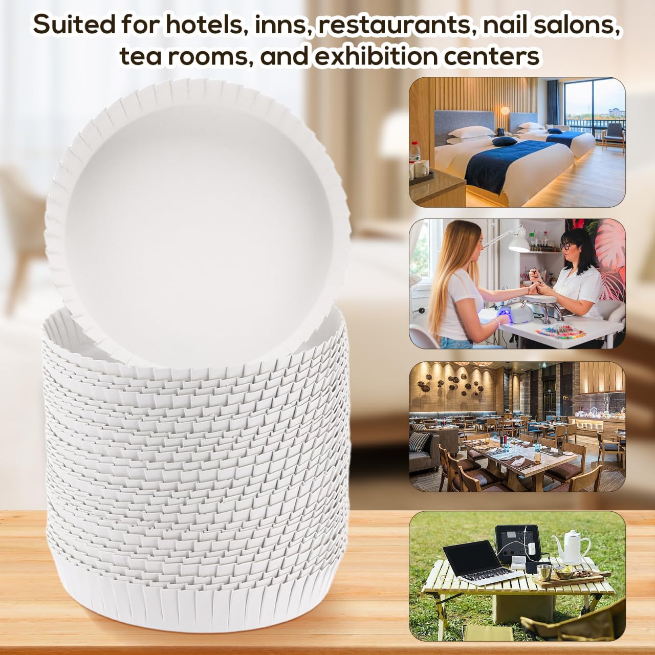 Vaguelly Coperchi usa e getta in carta, 7,6 cm, 100 pezzi, protezione antipolvere, coperchi per bevande, per hotel, caffè, ristorante, case di tè, eventi