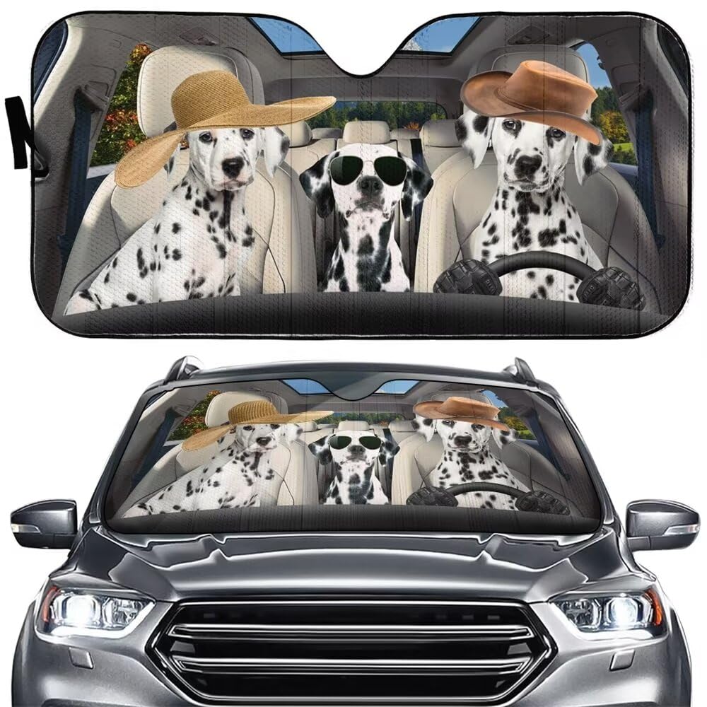 Dog Driving Car Windshield Sunshade Personalized Pattern Vehicel Sunshade for Front Windshield UV Ray Reflector Sun Protector Sun Shade Visor,Keep Vehicle Cool,57x27.5 Inches