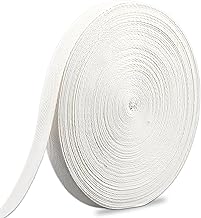 50m Cotton Twill Tape for Sewing, 20mm White Twill Cotton Ribbon, Herringbone White Ribbon, for Gift Wrapping, Sewing Crafts