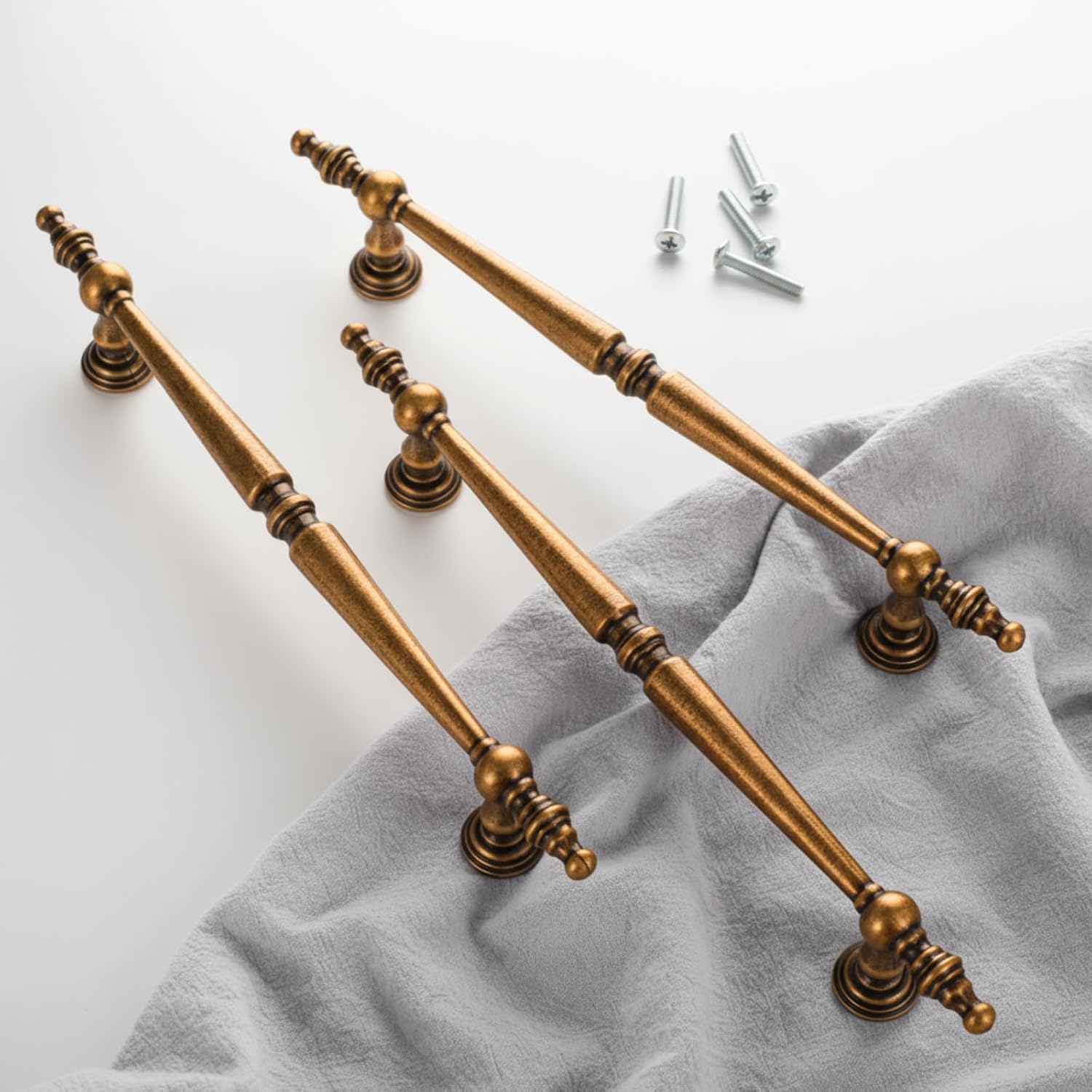 Shimeyao Cabinet Pulls Hole Center Vintage Cabinet Pulls Handles Drawer Handles Closet for Kitchen Bathroom Drawer Dresser Pull Hardware(10 Pack,Antique Brass,6.3"(160mm) Hole Center)