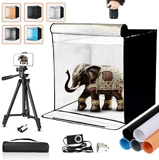 Photo Box 60cm/24" x 24": Stepless Dimming, photo light with high definition LED, Easy Assembly photo booth, foldable & Portable. Free photography gifts - photography accessories -A Tripod by helmcken