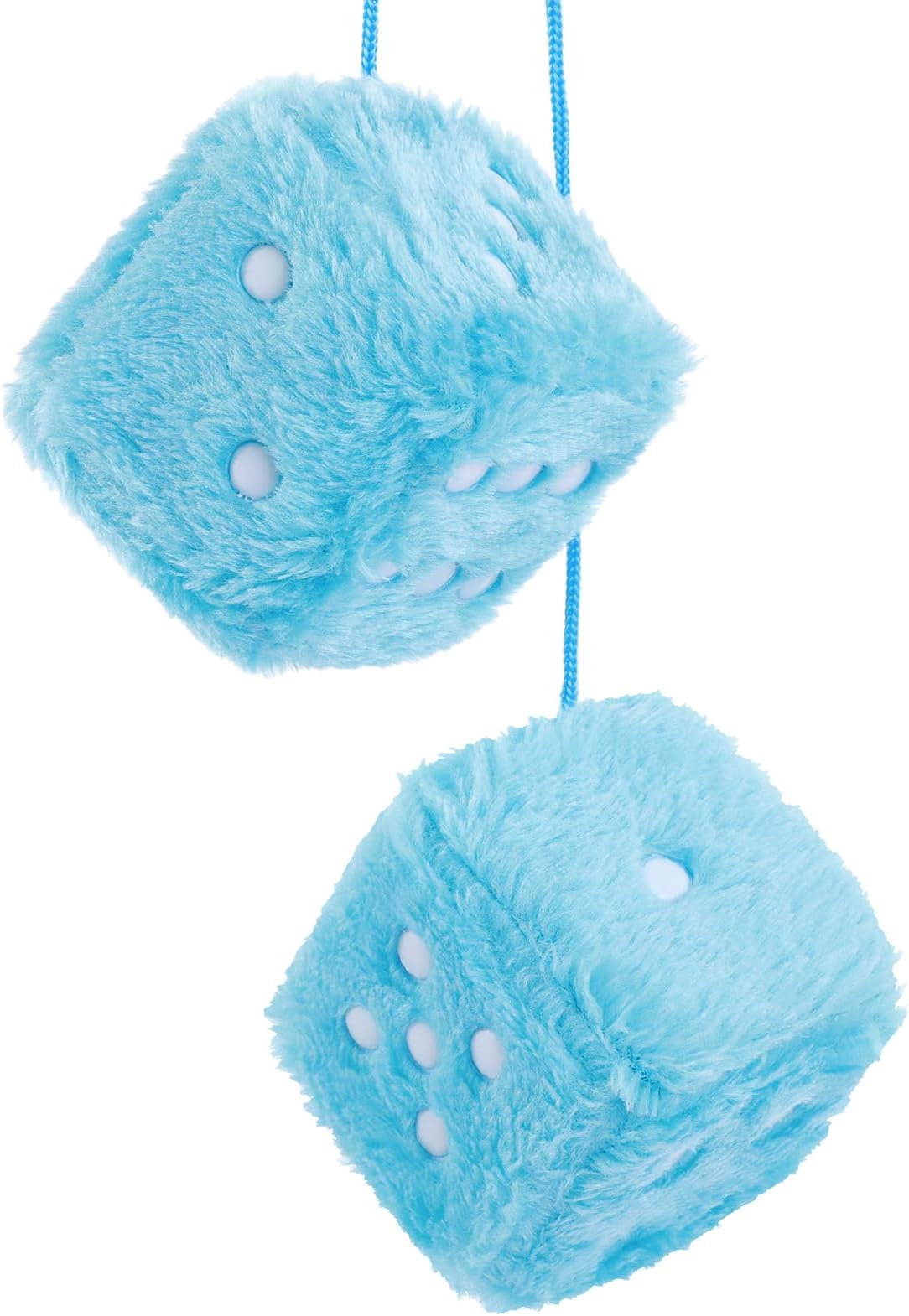 Fuzzy Dice for Car Mirror, Pair of Retro 2.75” Fuzzy Dice