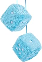 Vista 1 de Dados peludos para espejo de automóvil, par de dados retro de 2.75 pulgadas para espejo retrovisor con puntos negros para decoración