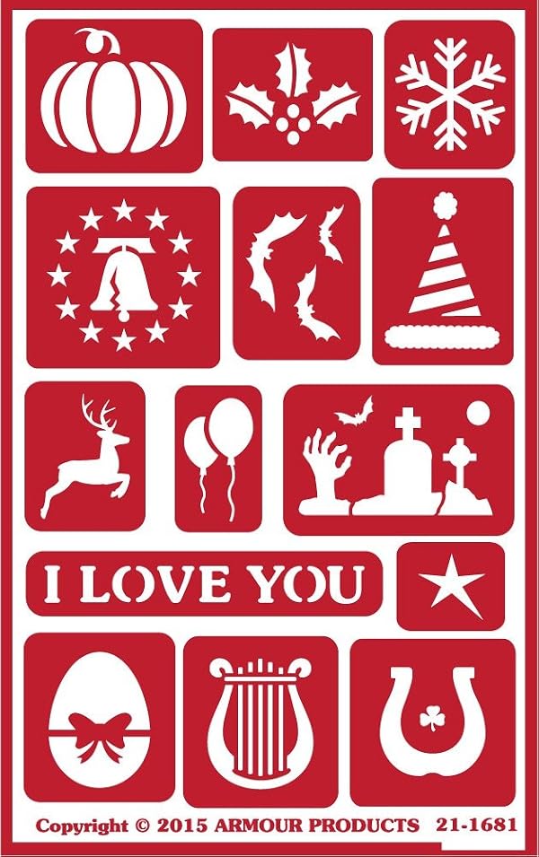 Armour Products 21-1681 Over N Over Glass Etching Stencil Holiday Assorted by Armour Etch - Used condition - US$8.51
