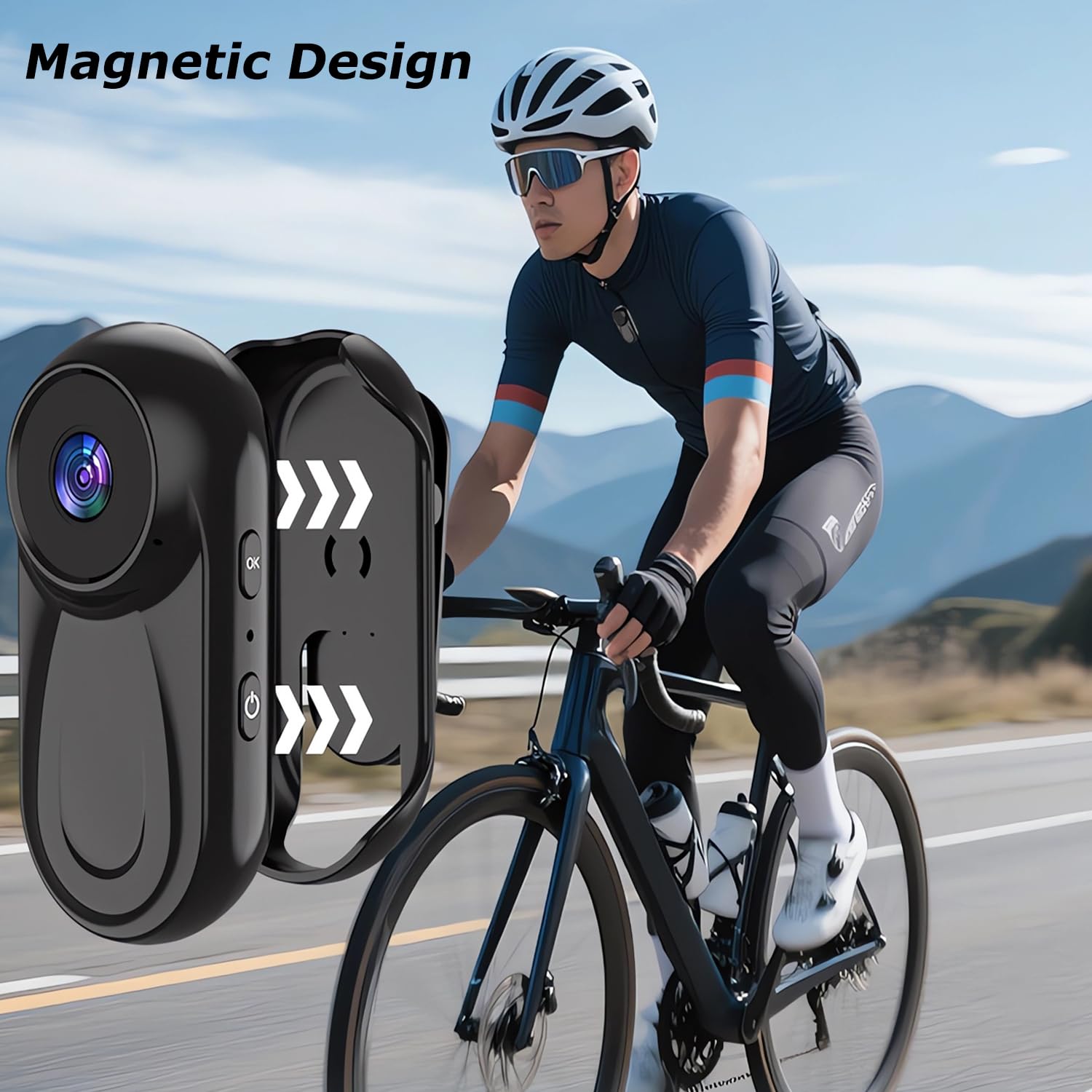 SHMIZZ Mini Action Cam 1080P, Telecamera Sportiva Fotocamere Corporali e Scheda di Memoria 32GB, Mini Vlog Pocket Body Cam Fotocamera Sport,120° Grand Angle con Registrazione Audio e Video