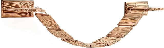 Large Wall Mounted Cat Bridge Walkway Lounge Platform - Built From Solid Wood And Strong Ropes