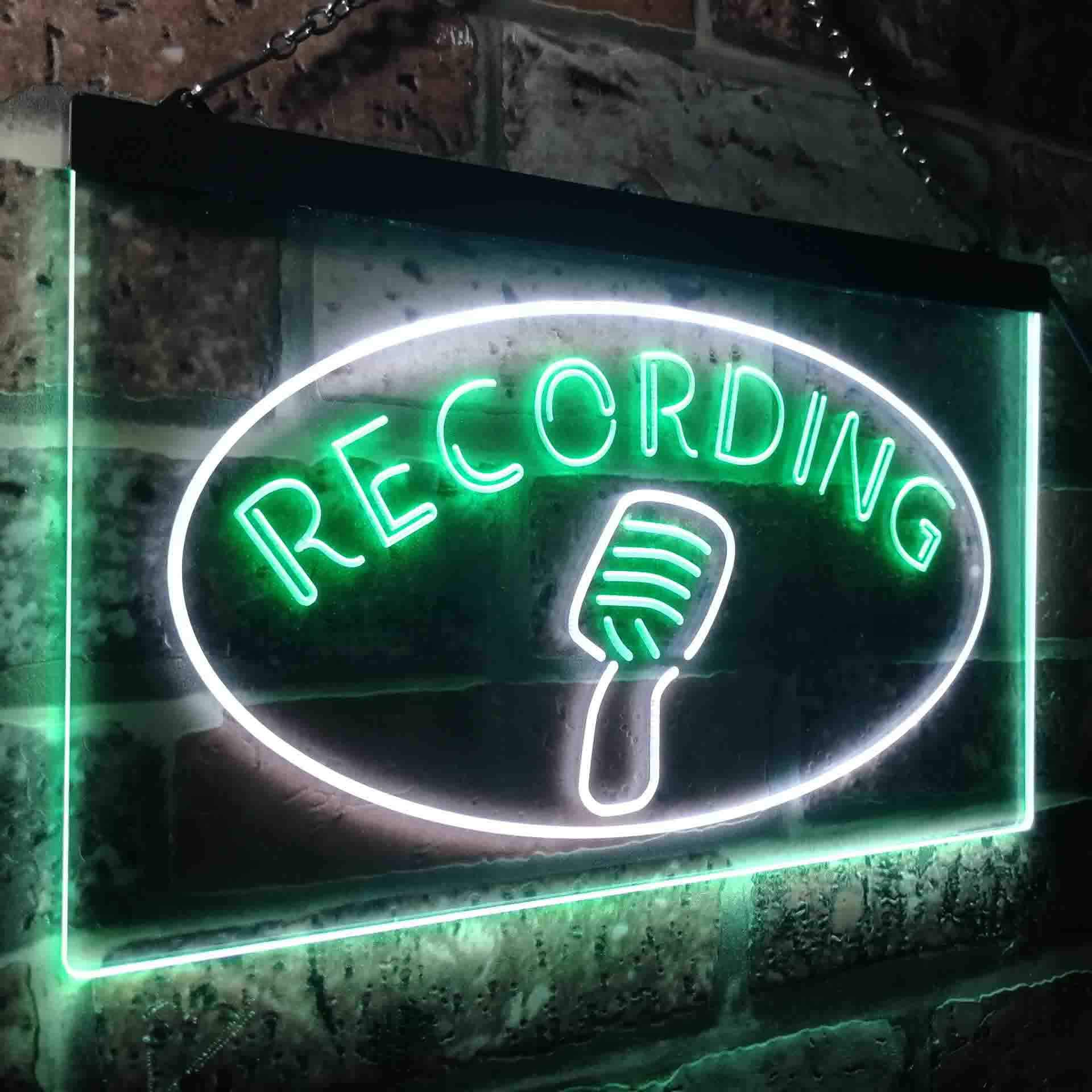 ADVPRO Recording Studio Display Dual Color LED Enseigne Lumineuse Neon Sign Blanc et Vert 600 x 400mm st6s64-i3552-wg
