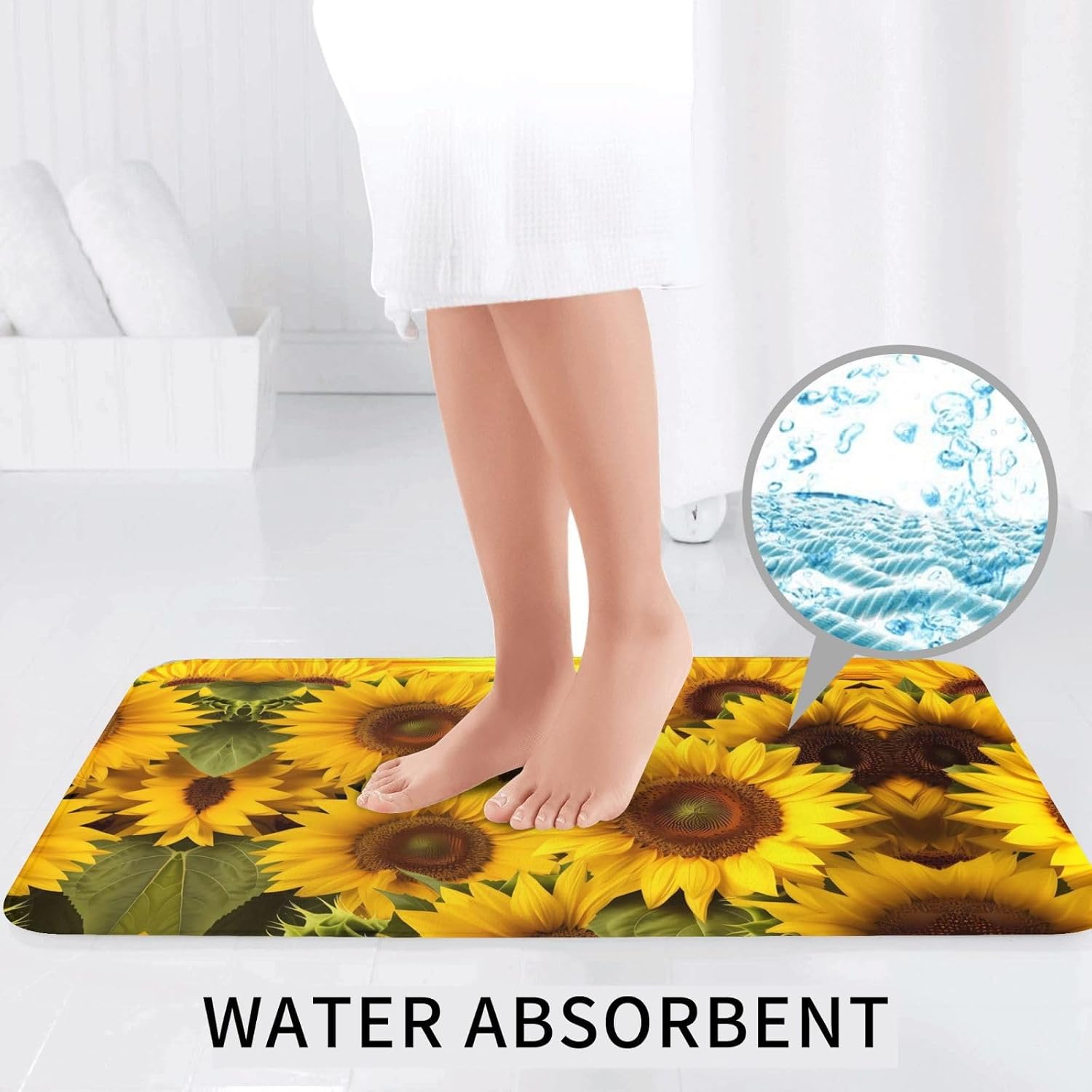JCAKES Sunflower Pattern Print 3 Piece Bathroom Rugs Set Non-Slip Washable Cover Floor Rug Decorations for Kitchen Bathroom Bedroom