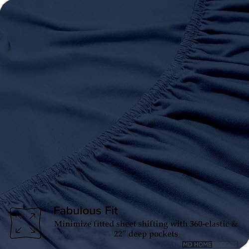 Miniatura 6 de Sábanas de bolsillo extra profundo tamaño Queen (4 piezas) sábanas de algodón, 100% algodón egipcio de 400 hilos, bolsillo profundo de 22 pulgadas