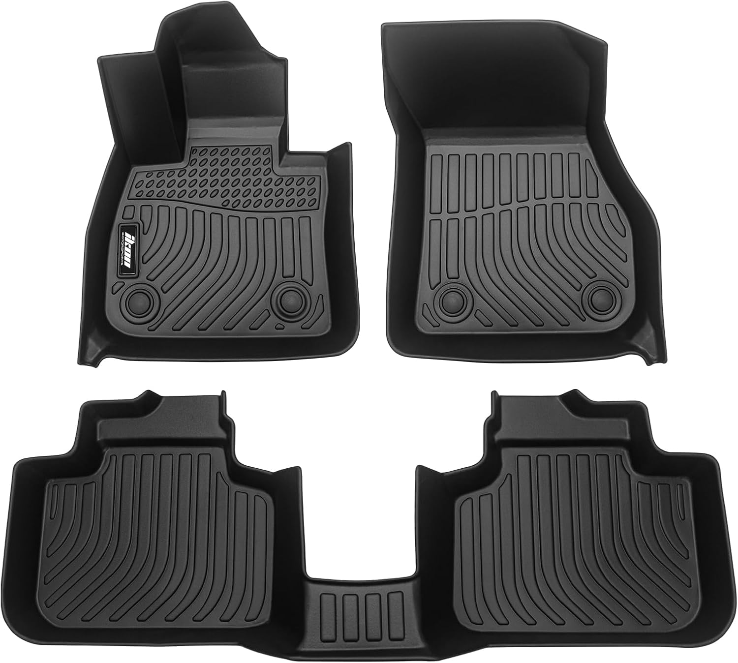 IKON MOTORSPORTS 3D TPE Floor Mats, Compatible with 2016-2022 BMW X1 F48 2018-2023 BMW X2 F39, All Weather Waterproof Anti-Slip Floor Liners, Front & 2nd Row Full Set Car Interior Accessories, Black