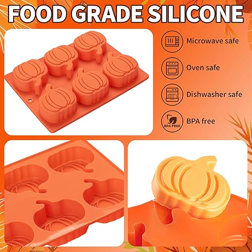 Miniatura 3 de Moldes de silicona para calabaza, paquete de 2 moldes para pasteles en forma de calabaza, moldes de oreo de Acción de Gracias, moldes para