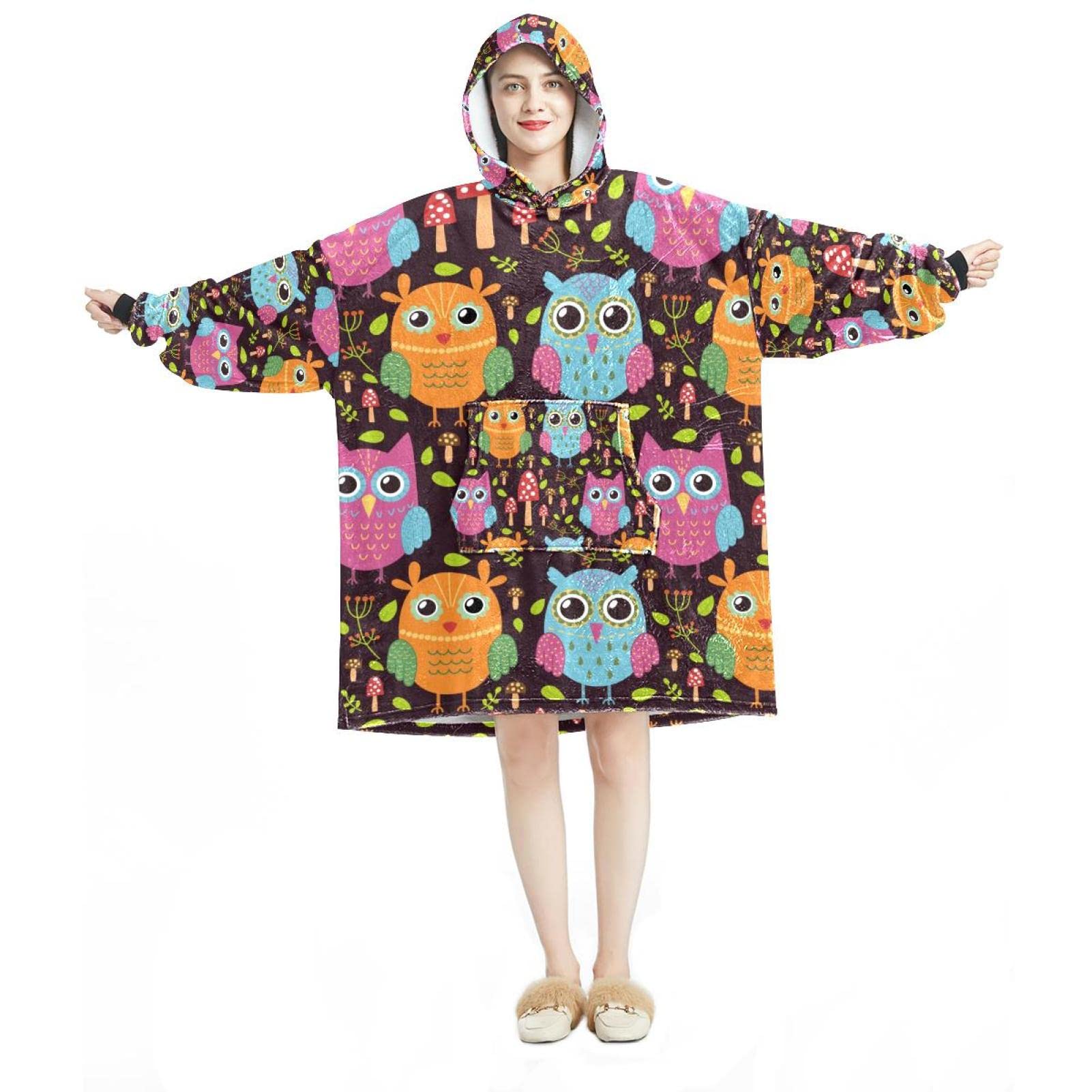 Sweat à capuche surdimensionné hiboux pour des soirées d'hiver cocooning au chaud
