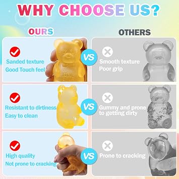 4pcs Gummy Bear & Sugar Ball Design Anxiety Relief & Focus Toy, Maltose Filled Squeeze Toy for Sensory Play Sensory Fidget Toy for Adults Kids Slow Rising Squishy Balls