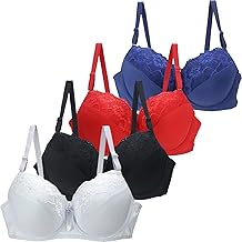 Set of 4 Women's Sexy Bra with Underwire Large Size Lace French Lingerie Top Support Push Up Anti-Sagging Bras Adjustable Straps Sport Yoga