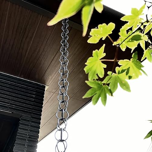 Miniatura 3 de EliteBloom Rain Chain Rainwater ChainDivert WaterChain Link, Roof Drainage Rain Chains Replacement Downspout for Gutters, Ring Yard Villa Home