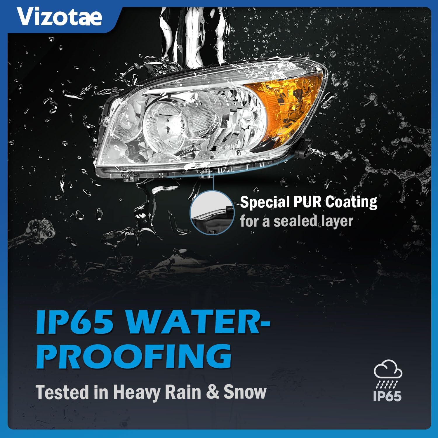 Headlights Assembly for 2006 2007 2008 Toyota RAV4 Halogen Headlamp Replacement, High/Low Beam W/Bulbs, Driver & Passenger Side