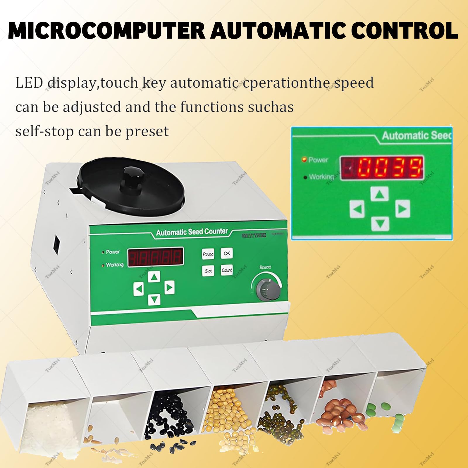 Contatore automatico per semi di piccole e medie dimensioni, strumento elettrico per conteggio delle particelle con manopola di controllo della velocità, uso in laboratorio agricolo