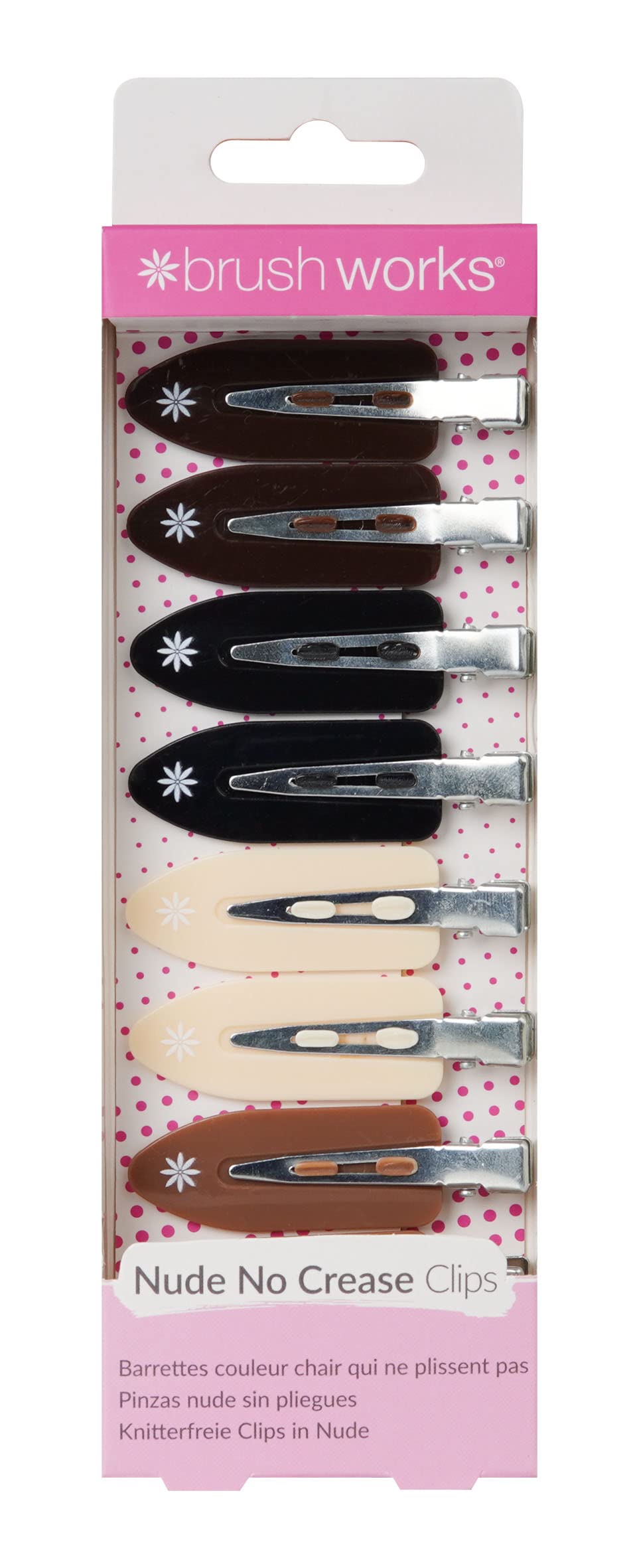 Brushworks Unisex Nude No Crease Hair Clips (Pack Of 8)