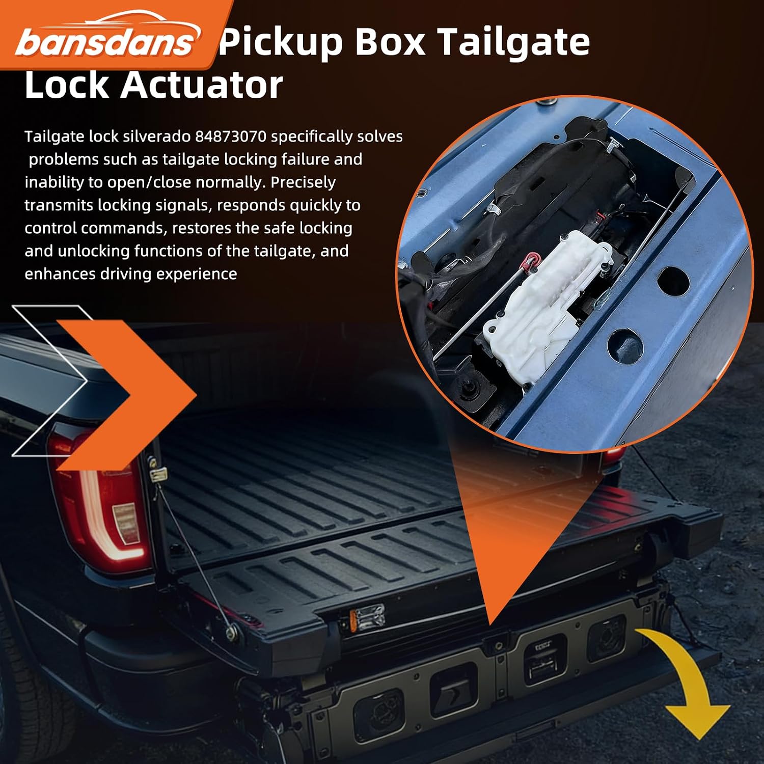 84873070 Tailgate Lock Actuator,Trunk Latch Lock Actuator Fit for 2019-2021 GMC Sierra 1500/2500HD/3500HD, Chevy Silverado 1500/2500HD/3500HD, OE# 23388757