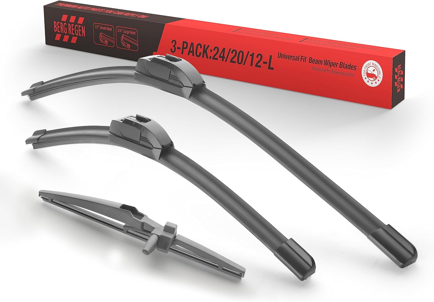 3 Wipers 24"/20"/12" Front Windshield Wiper Blades Fit for