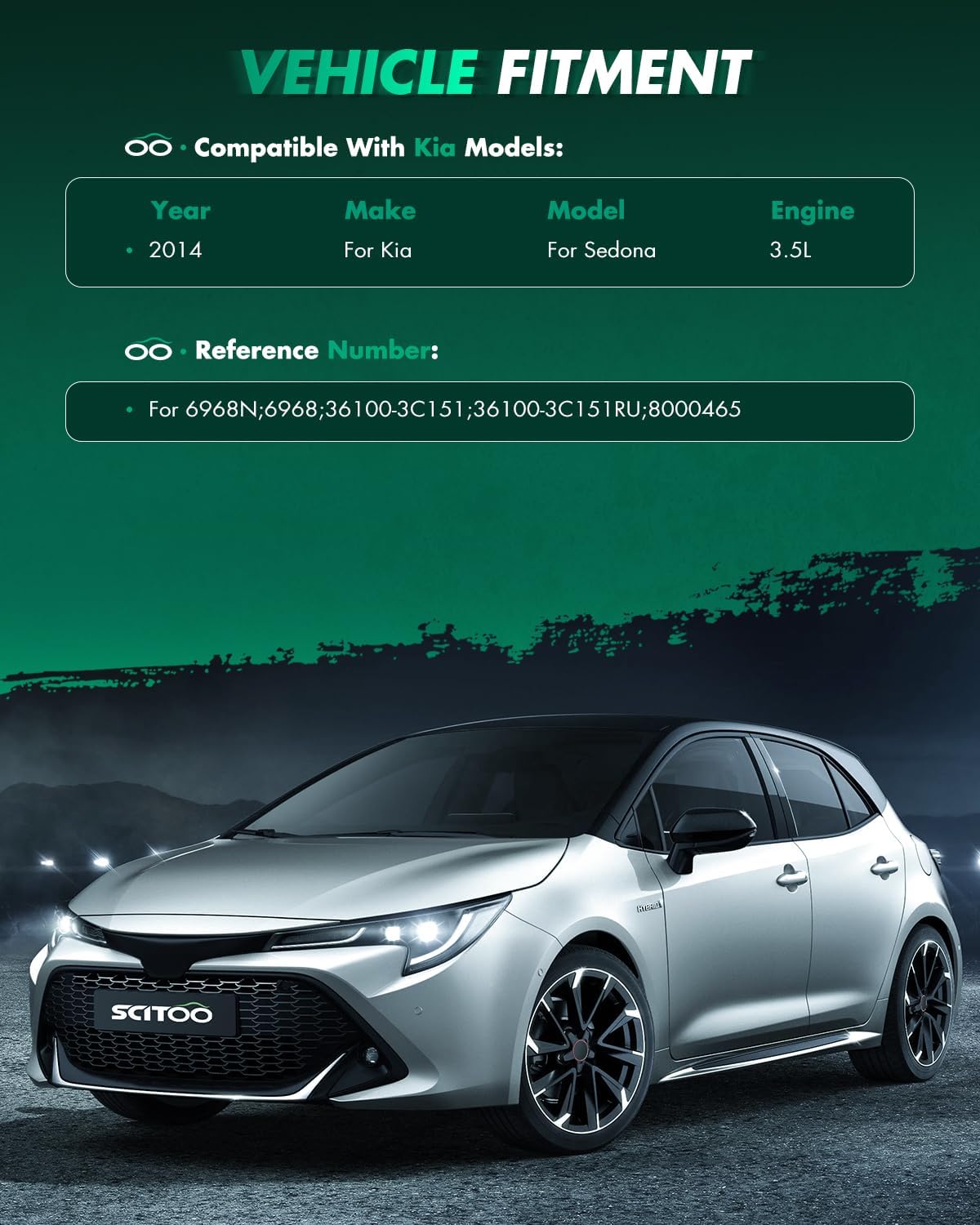 SCITOO Starter Compatible for HYUNDAI Auto and Light Truck VERACRUZ 2012 3.8L, for KIA Auto and Light Truck SEDONA 2014 3.5L Engine Starter Motor 6968