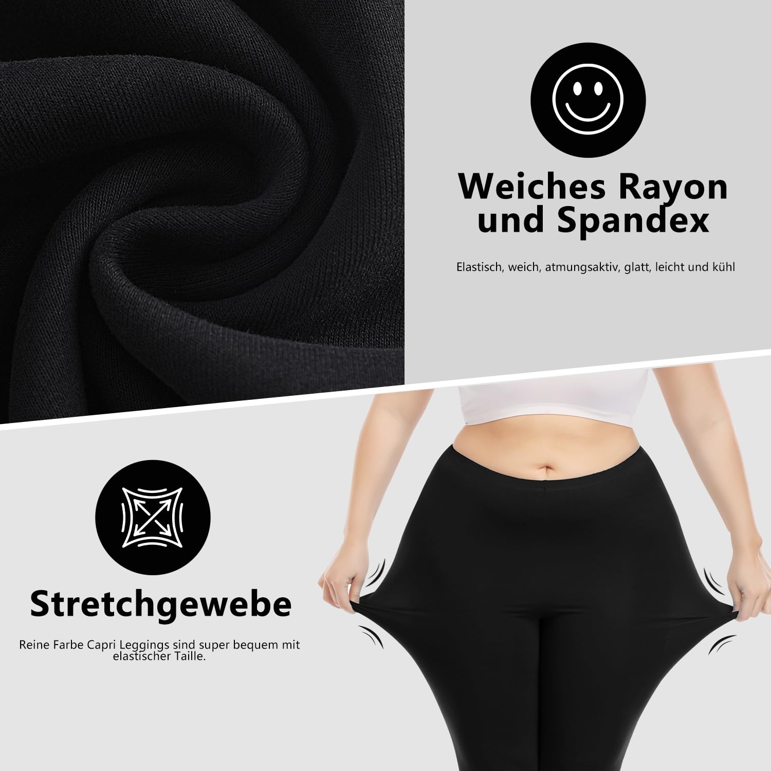 Leggings Damen Capri 3/4 Leggins Blickdichte Elastische Caprihose Sporthose für Yoga Gym Outdoor Fitness Zuhause