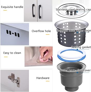 Küchenschrank 2 Türen komplett mit Spülbecken Edelstahl Spültisch 1 Becken Küchenspüle mit Unterschrank Waschbecken Küche Spüle mit Armatur Spülbecken Spülenschrank Spülschrank für Außen Innen (Color