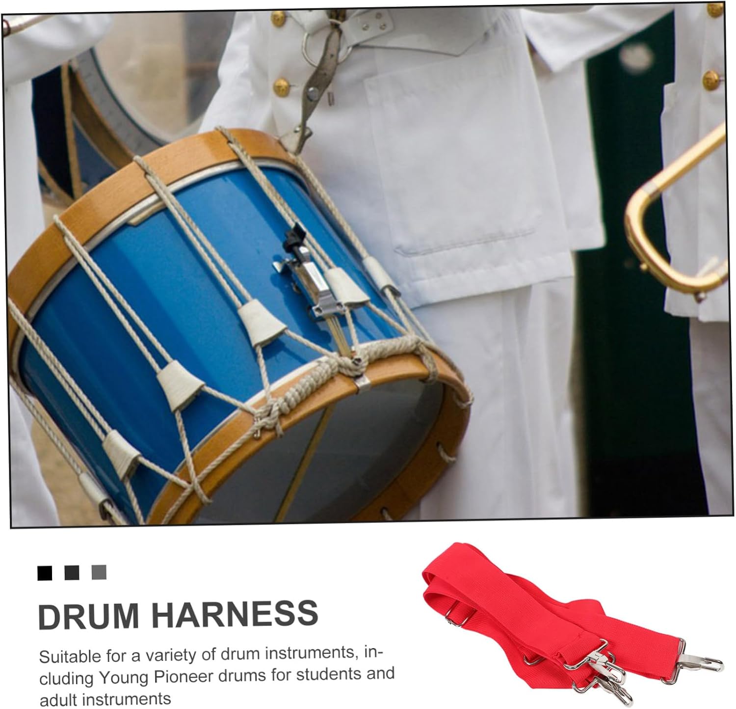 Kisangel Adjustable Snare Drum Shoulder Sling Drum Accessory for Military Marching Belt