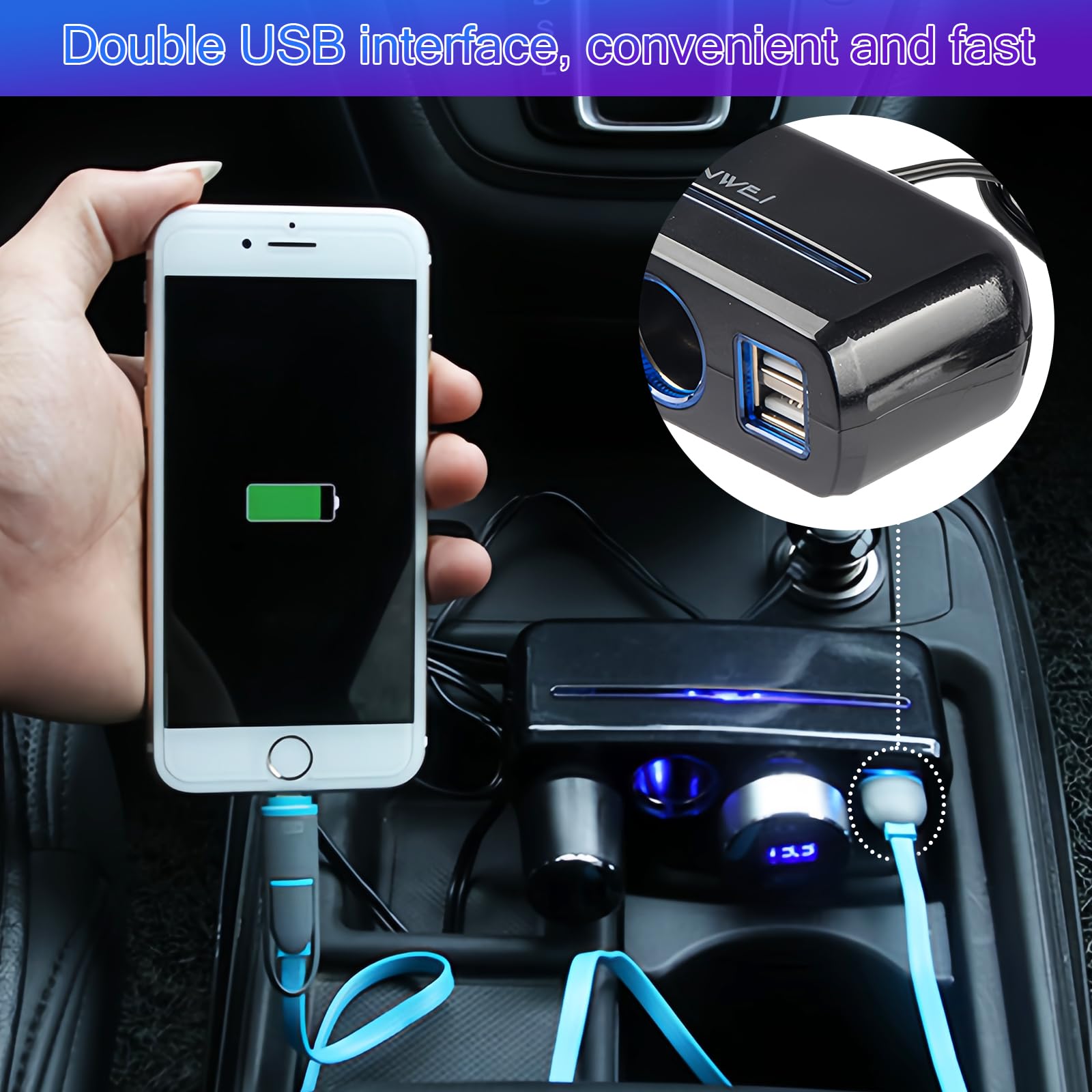 Accendisigari DC12V/24V 3.1A adattatore di ricarica rapida Dual USB caricabatteria da auto 120W per Smartphone Laptop per navigatore Dash Cam  34