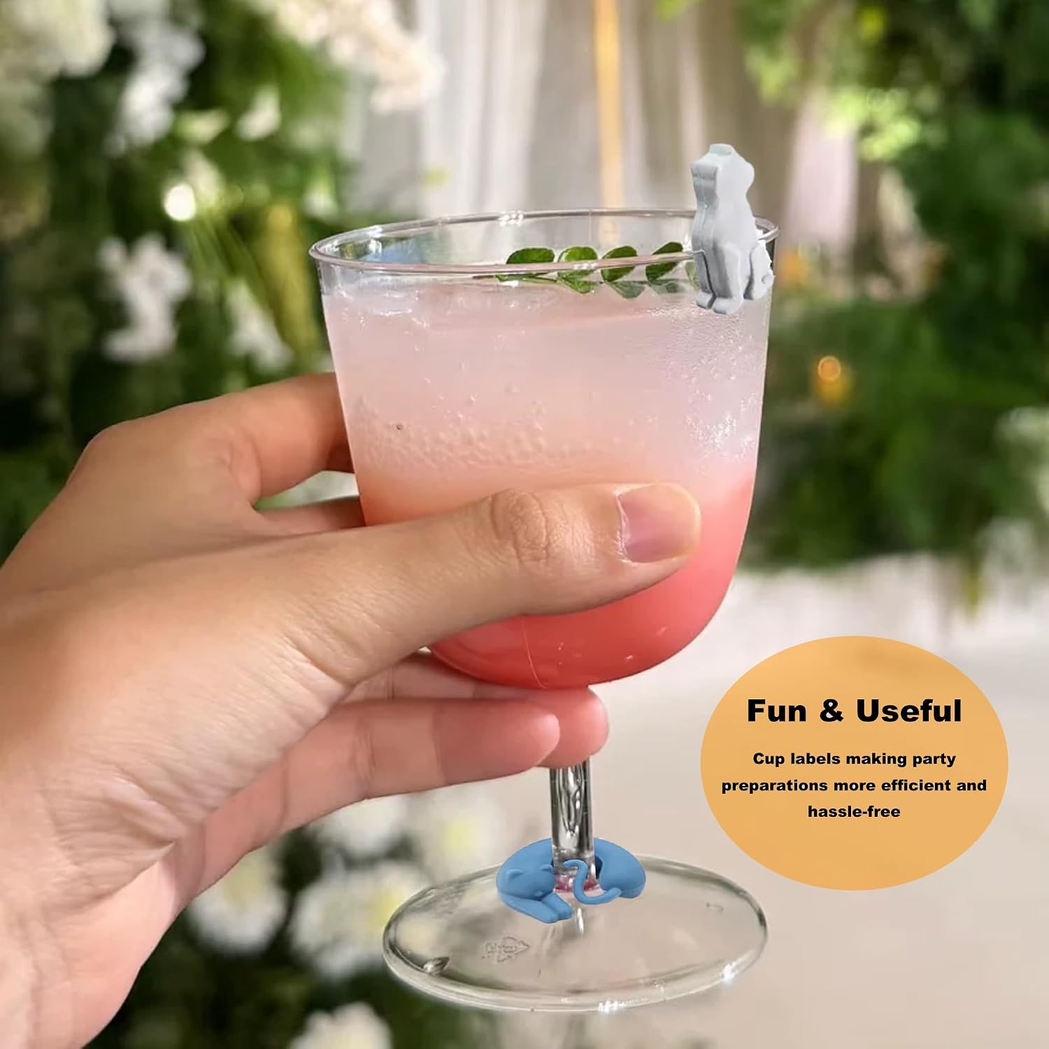 12PCS Cute Cartoon Cat Wine Glass Charms,Silicone Wine Glass Markers