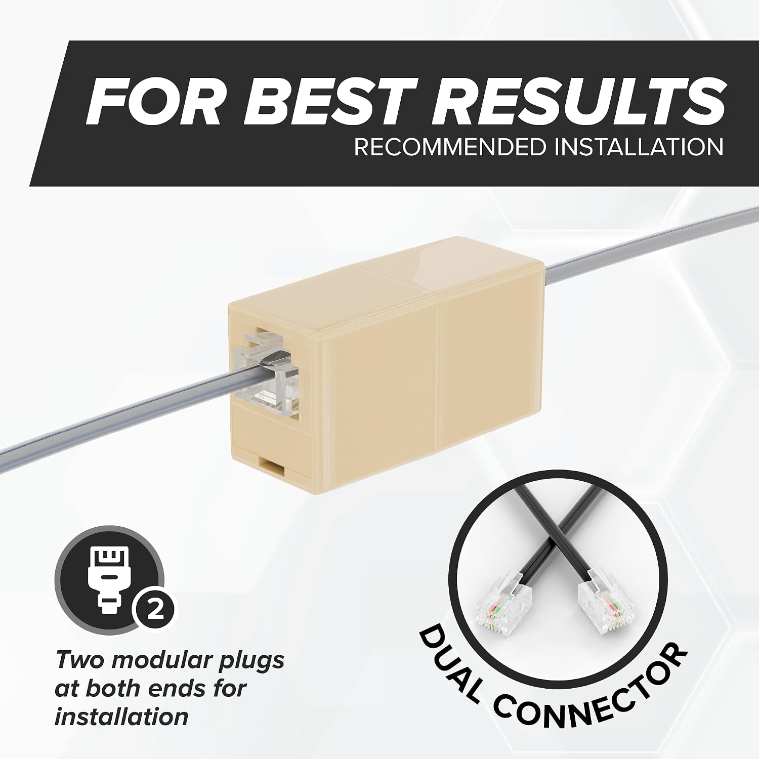 THE CIMPLE CO 50 FT Phone Cord for Landline - Modular Phone Line Cord for Fax, Printer, AIO, and Office Machines - 2 Conductor (2 Pin, 1 Line) Telephone Cable Extension 50 Feet (15 Meters), Grey
