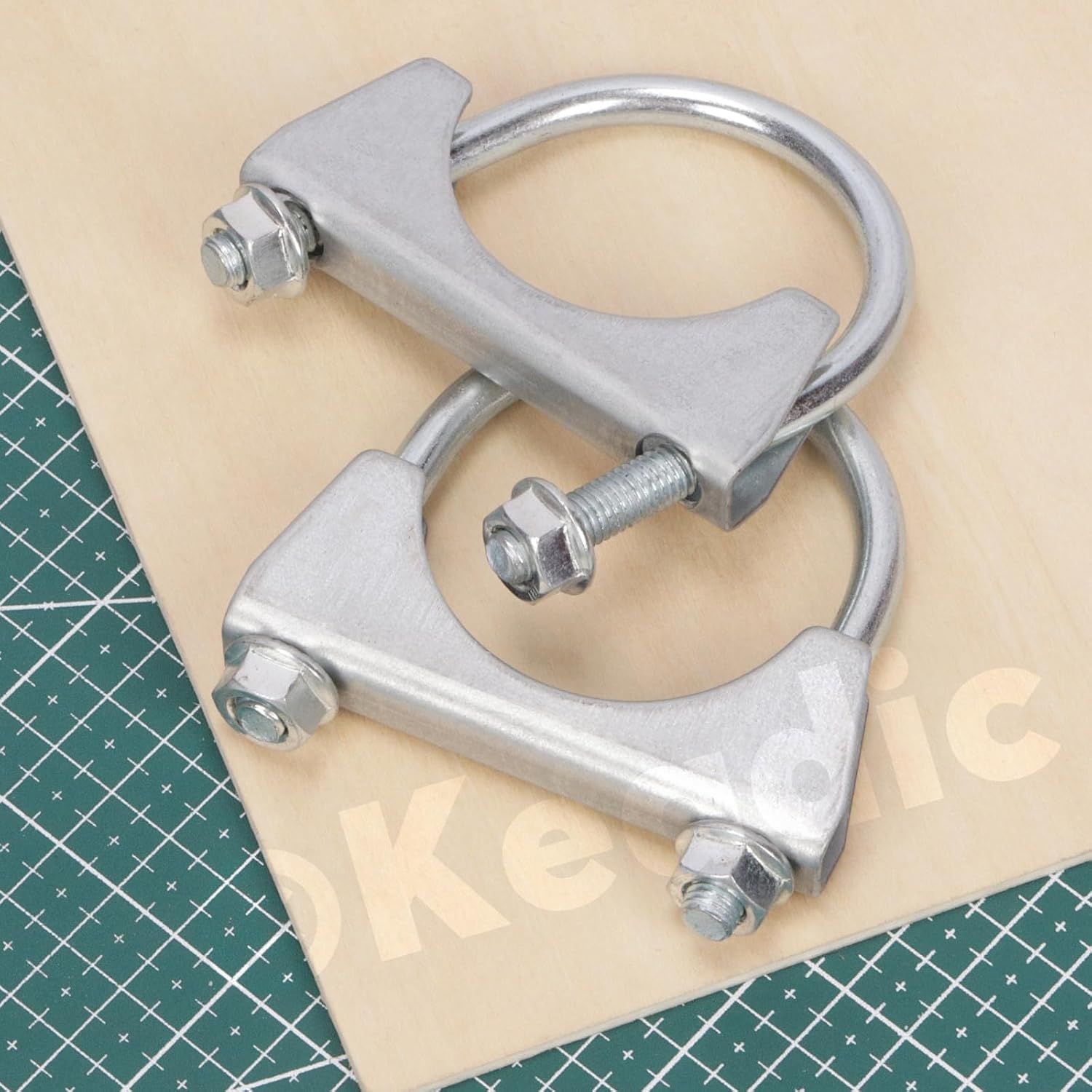 Keadic 2Pcs 2" Zinc Plated Exhaust U Clamps, Universal Silencer Exhaust Clips, 50mm Saddle Flange Muffer U-Bolt Clamp for 2" OD Pipe