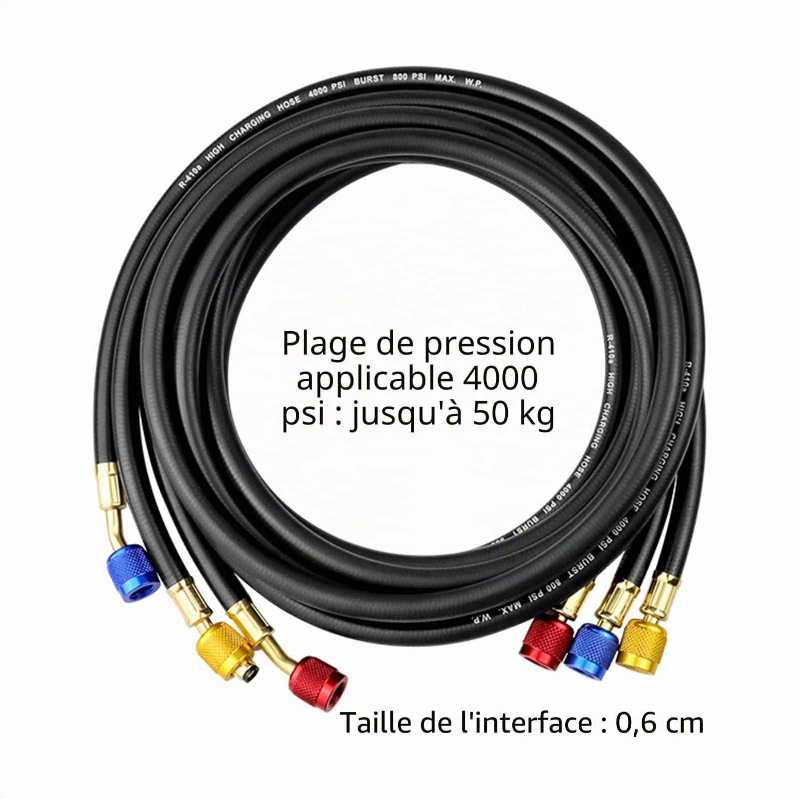 Tuyau de collecteur CVC avec valves et 4 adaptateurs en laiton pour systèmes R134A R410A R22