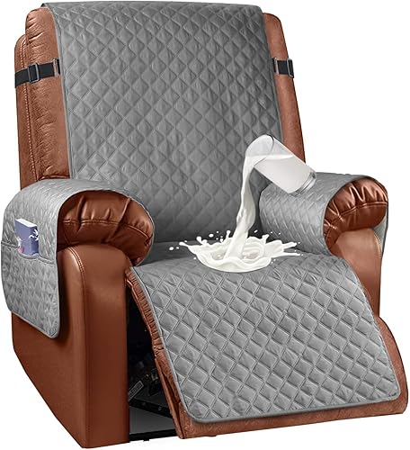 Granbest Funda impermeable para silla reclinable con bolsillos, funda antideslizante para silla reclinable, lavable con correas elásticas, protector