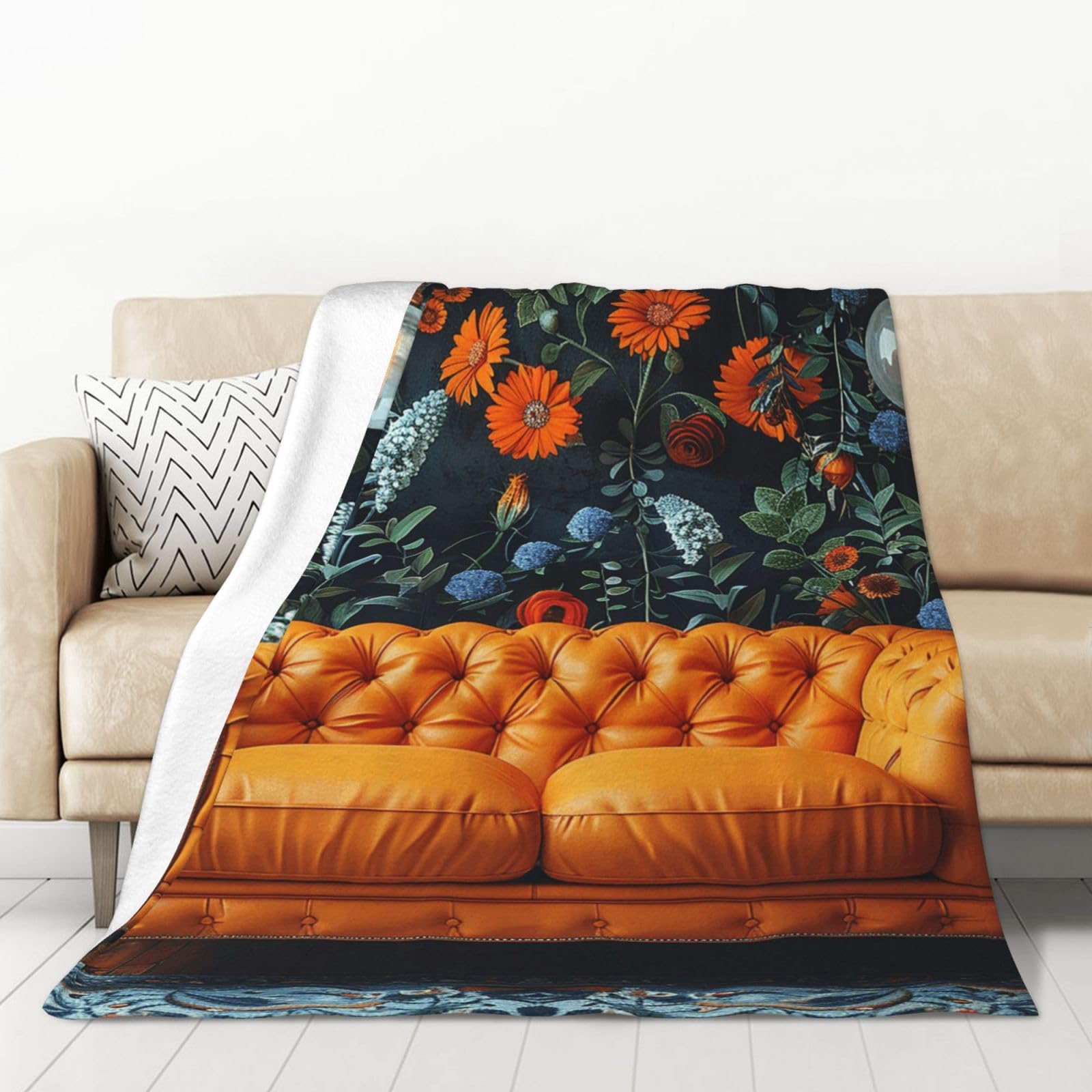PAQOLSMCKR Throw Blanket Couch Flannel Blankets for Sofa Reversible Plush Blanket Soft Cozy Throw Blankets for Couch Camping All Seasons