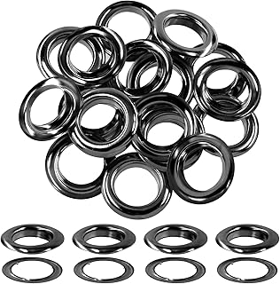 Hilitchi 40Pcs 1 Inch - 25mm Gun-Black Thicken Grommet Eyelets Metal Eyelets with Washers Assortment Kit, Hole Self Backin...