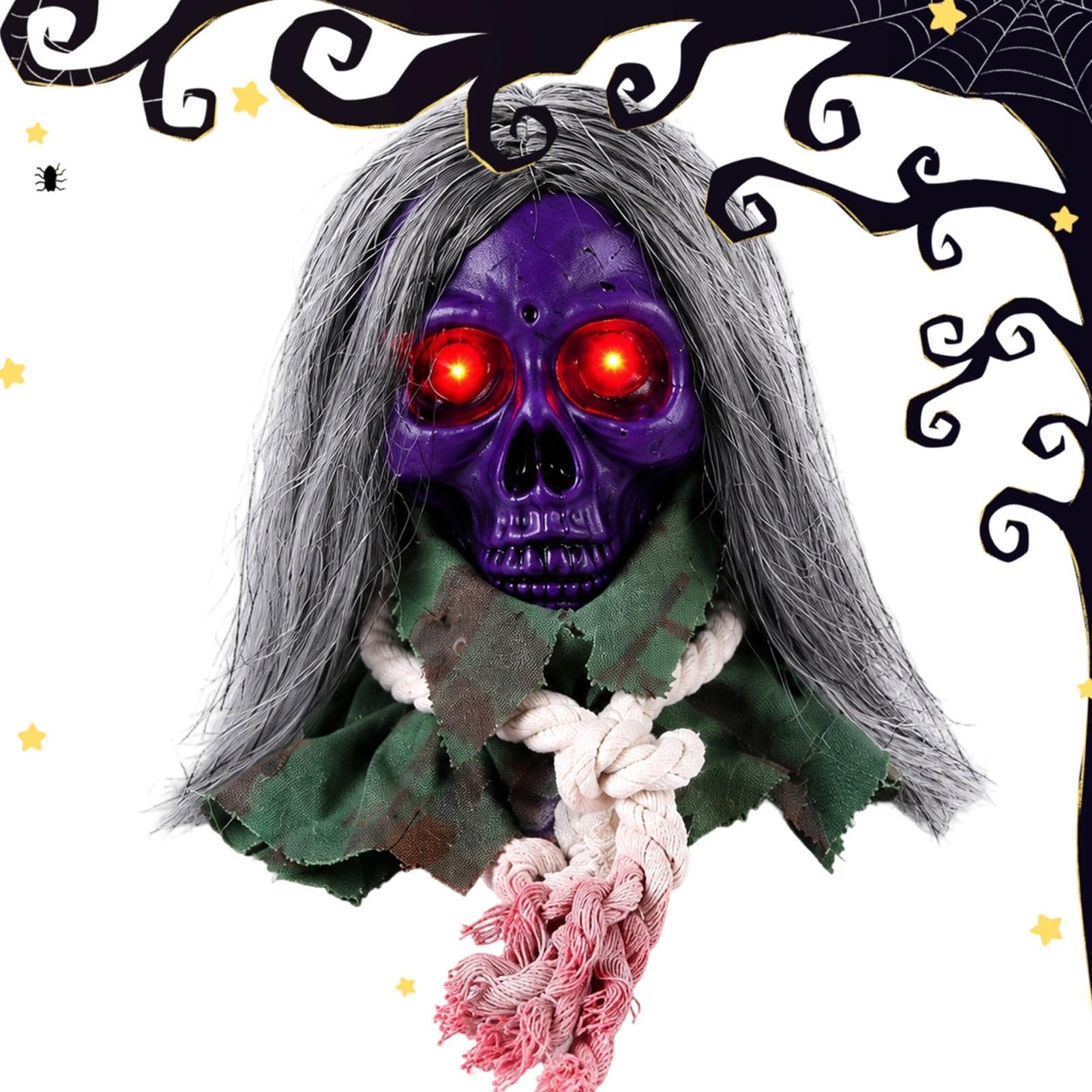 Czaszki Dekoracje Halloweenowe Z Świecącymi Oczami Ruchoma Aktywowana