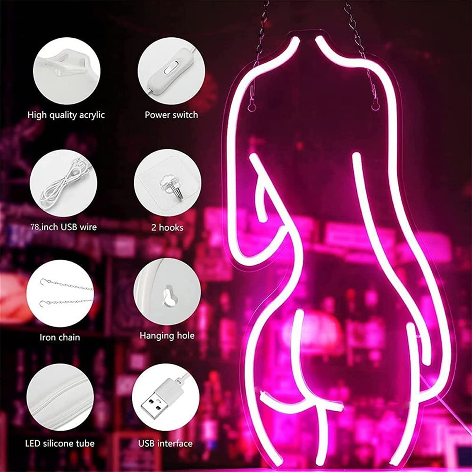 Letrero de neón LED Luz de Modelado LED Letrero de Letras Luminosas Panel de acrílico Luz Decorativa de neón