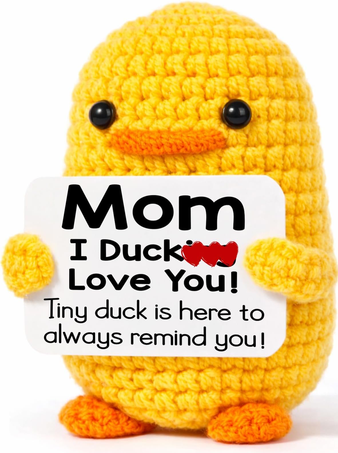 MBL Gifts for Mom Mothers Day - Funny Small Crochet Duck Birthday Mother's Day Easter Basket Christmas Stocking Stuffers Unique Gift for Mama Mother from Daughter Son, I Duck Love You Mom