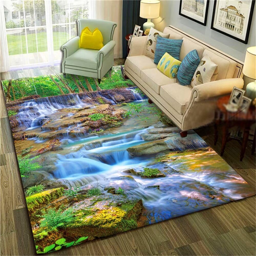 Tapis salon vert 80x200cm résistant pour chambre de garçon
