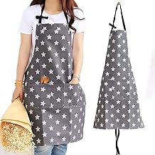 VEGCOO Women Cotton Cloth Apron with Pockets, Adjustable Cooking Aprons Kitchen Bib Apron for Kitchen Cooking Baking Household Cleaning